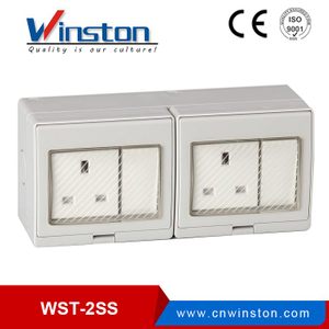 WST-2SS Wall Mounted IP55 2 Gang Switch 2 Gang Sockets